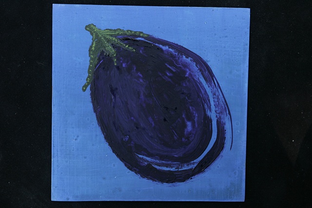 eggplant on blue