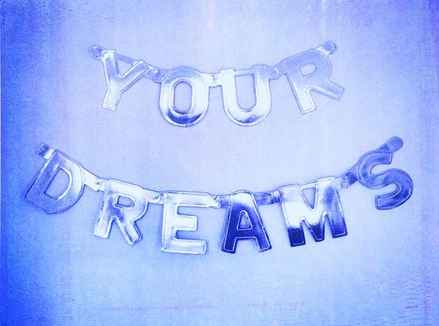 CMYK Screenprint, party decorations, dreams, your dreams, purple, cruel optimism