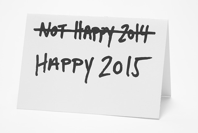 Happy New Years Card, Sharpie drawing, dark holiday card, depressing holiday card, cards