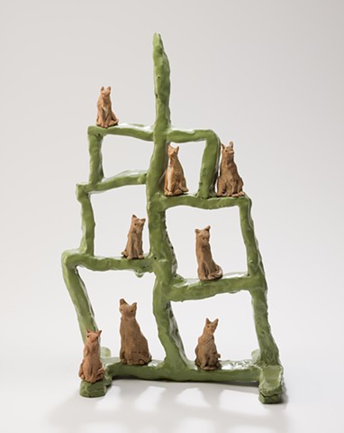 Bauhaus Tree w. Cats (in Green)