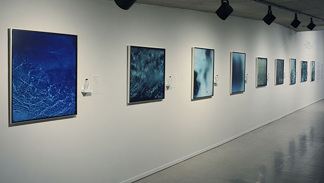 Cameraless, underwater photograms created in the Colorado River, exhibited at the Tucson Museum of Art 2016
