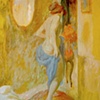 Bather in yellow interior