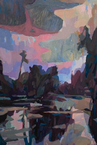 Purple Paddle, 36x24in, acrylic and oil on canvas, available