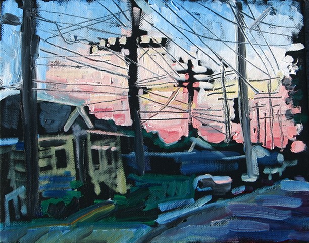 Pink Sunset, Oil on canvas, 8in x 10in