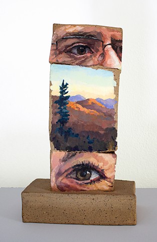 Looking, 13x8x4in, oil on fired ceramic