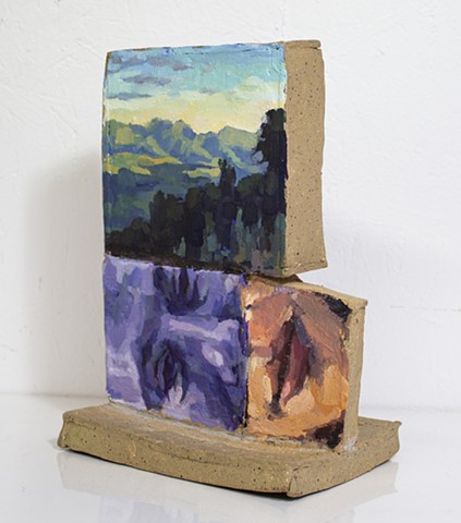 Archetypes (side), acrylic, oil, mortar on ceramic, 9.5 x 7.5 x 5.5in, available