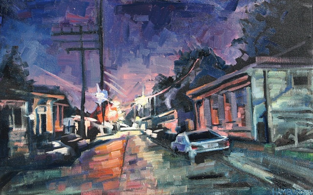 Small Street Nocturne, 14.5in x 23in, Oil on canvas