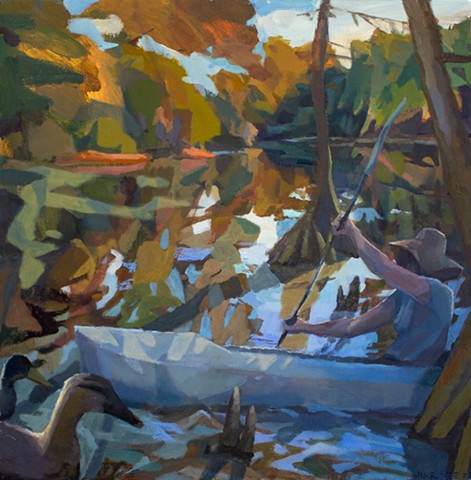 Foreground Ducks, 30x30in, acrylic and oil on canvas, available