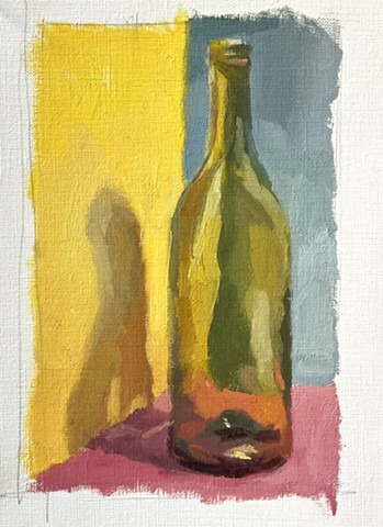 Bottle Demo, 6.5x9in, oil on canvas paper, $100