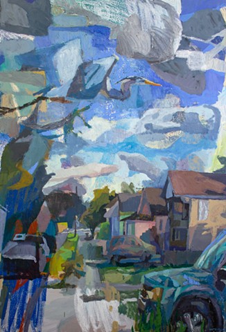 Fly By, 60x40in, acrylic and oil on canvas, available