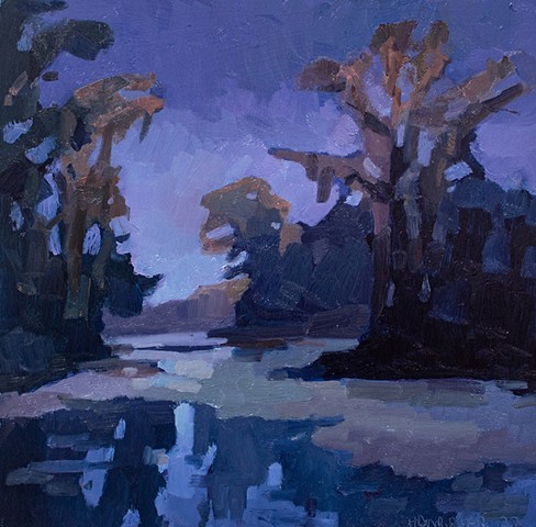 Bayou Nocturne, 12x12in, oil on panel, sold