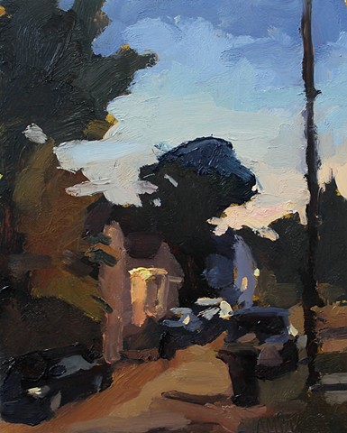 Jogging Towards Sunset, 10x8in, oil on panel, sold