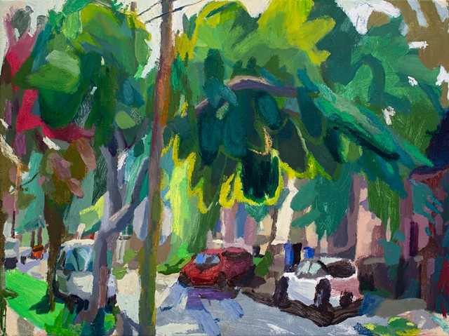Tree Split, 18x24, acrylic, oil, and oil stick on canvas, available