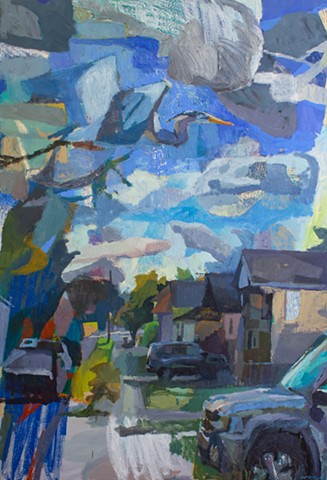 Flying Over Stuff, 60x40in, acrylic and oil on canvas, available