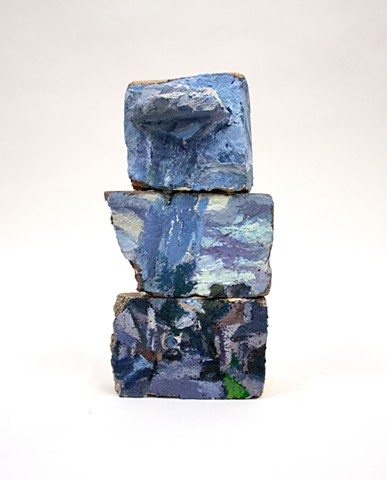 Sedimentary, 12x6x3.5, oil and construction adhesive on found concrete and bricks