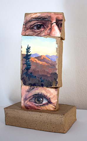 Looking, 13x8x4in, oil on fired ceramic