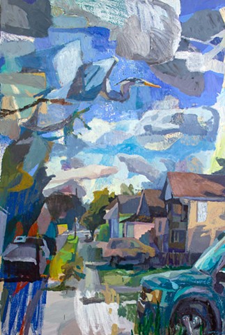 Fly By, 60x40in, acrylic and oil on canvas, available