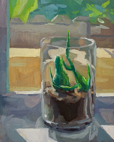 Cacti on the Window Sill, 10x8in, oil on panel, $400
