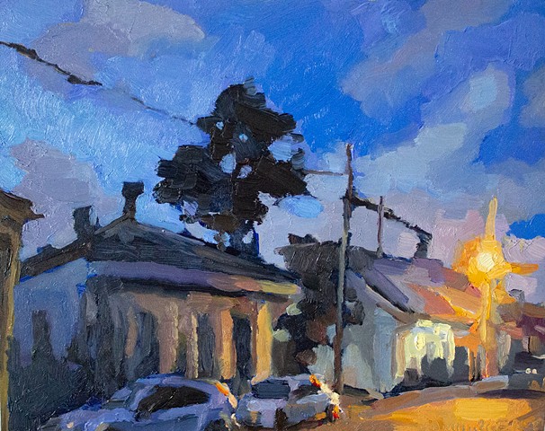 Street Light and Humidity, 8x10, oil on panel, sold