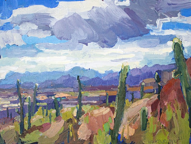 Tucson Clouds, 9x12, oil on panel, sold