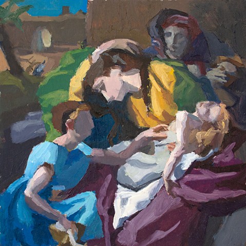 Massacre of the Innocents after Navez, 10x10in, oil on panel, $500