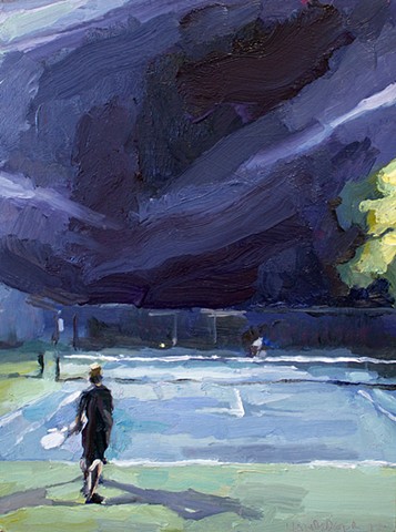 Night Tennis, 12x9in, oil on panel, sold