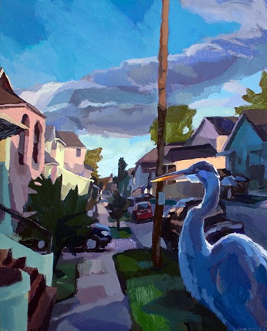 Heron, 30x24in, acrylic and oil on canvas 