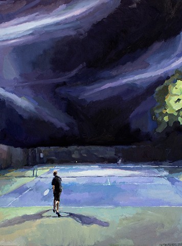 Night Tennis II, 30x40in, oil on canvas, available