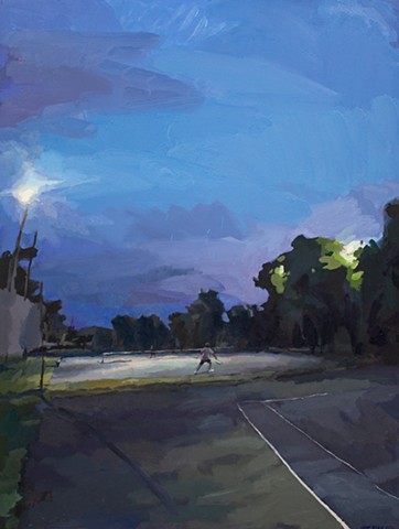 Court Lights, 48x36in, acrylic and oil on canvas, available