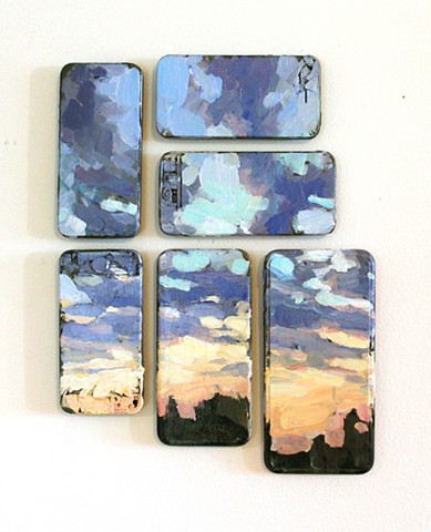Sunset, Acrylic on cell phones, 12x7in, available
