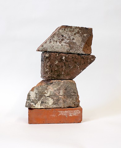 Impervious Nature, 14x9x4in, oil and construction adhesive on found brick, available