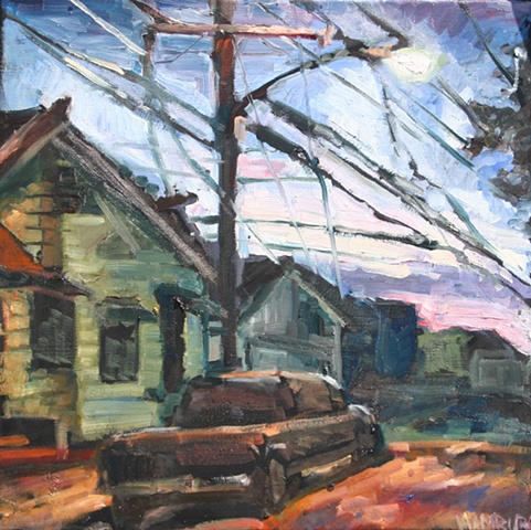 Truck at Dusk, 16in x 16in, oil on canvas