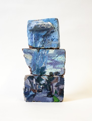 Sedimentary, 12x6x3.5, oil and construction adhesive on found concrete and bricks