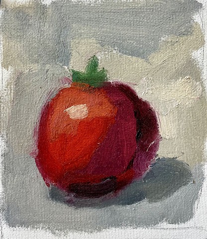 30 Brushstroke Tomato Demo, 5.25x6.25in, oil on canvas paper, $50