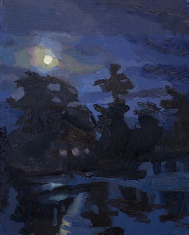 nocturne painting full moon water oil painting