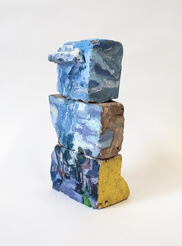 Sedimentary, 12x6x3.5, oil and construction adhesive on found concrete and bricks