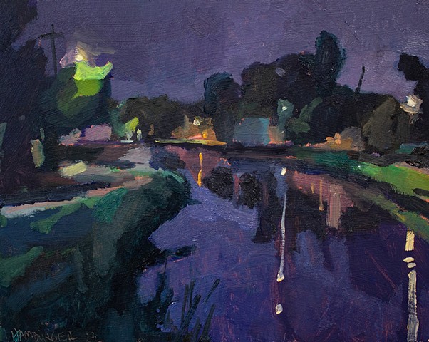 Bayou St. John Late Night, 8x10in, oil on panel, available