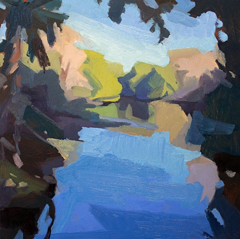 landscape painting reflections in water
