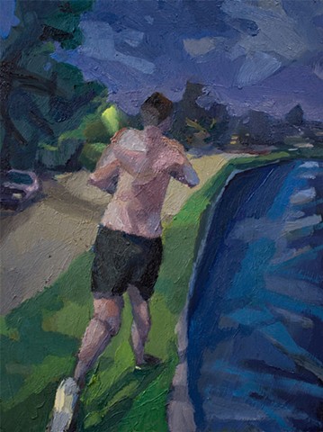 Moon River Runner, 12x9in, oil on panel, $500
