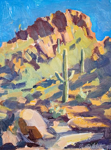 Saguaro Cliff, 12x9in, oil on panel, sold