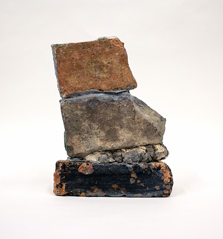 Relic, 12x8x4in, oil and construction adhesive on found bricks