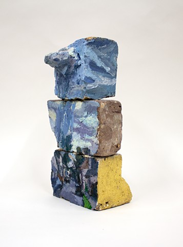 Sedimentary, 12x6x3.5, oil and construction adhesive on found concrete and bricks