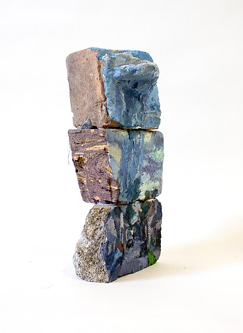 Sedimentary, 12x6x3.5, oil and construction adhesive on found concrete and bricks