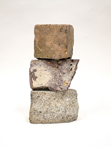 Sedimentary, 12x6x3.5, oil and construction adhesive on found concrete and bricks