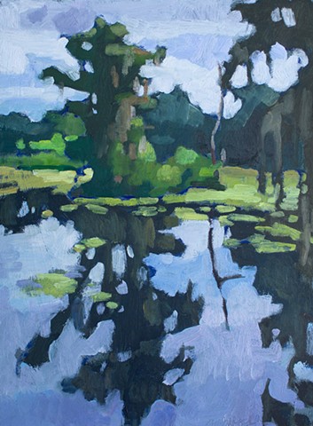 City Park Reflections, 16x12in, oil on cradled panel, sold
