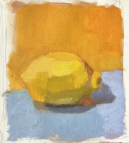 Lemon Demo, 7x7in, oil on canvas paper, $75