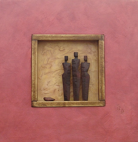 Three Figures with Stone