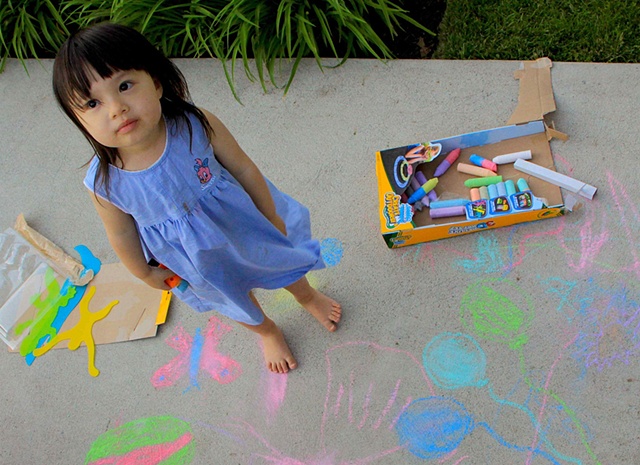 chalk art little girl