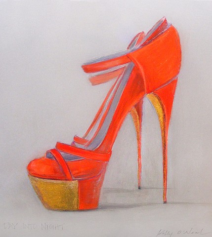 Tangerine orange high heels.