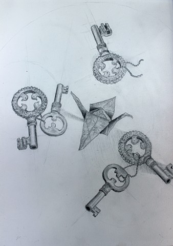 Student work completed in Alex Pena drawing class at Santa Fe Prep